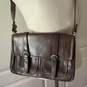 Nine West Messenger Bag Brown Handbag Crossbody Shoulder Purse Vintage 90s Boho